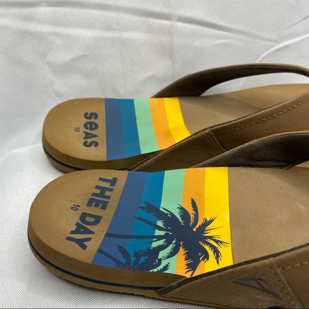 Reef Men Bronze Brown Seas the Day Newport Comfort Summer Flip Flop 10 NWOT - Picture 6 of 9